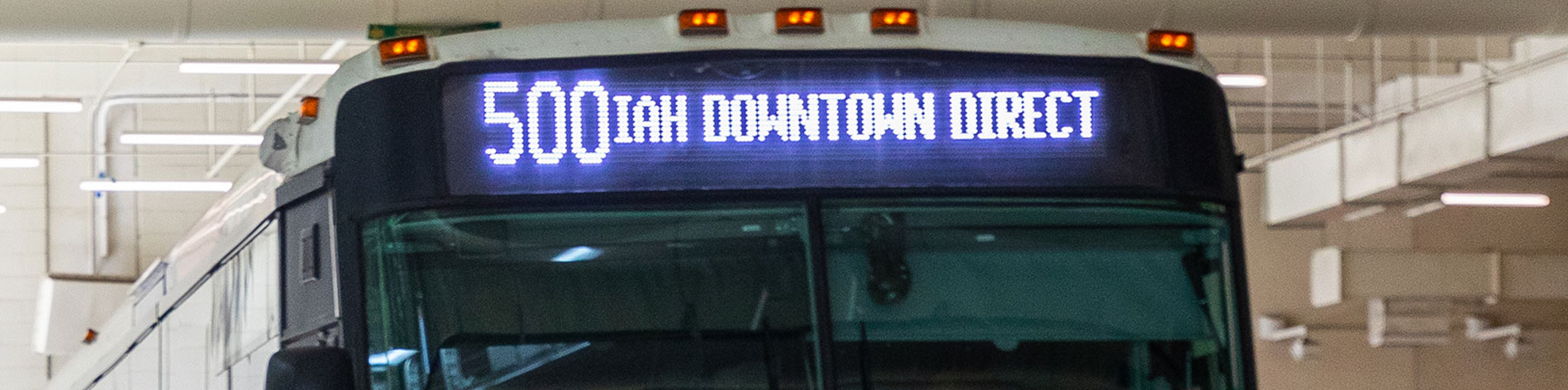 500 IAH Downtown Direct bus at the George R. Brown Convention Center.