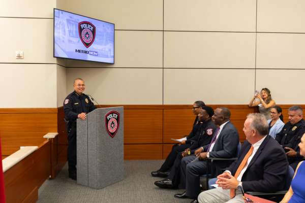 MPD Chief Ban Tien speaks at the full staff ceremony on April 28.